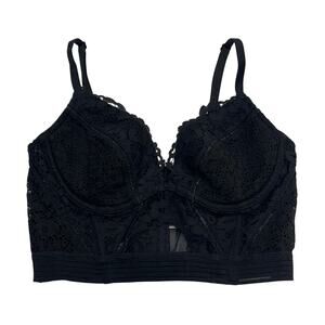 M2-59(1) VICTORIA'S SECRET Very Sexy Lined Plunge Keyhole Lace Pushup Bra 32B